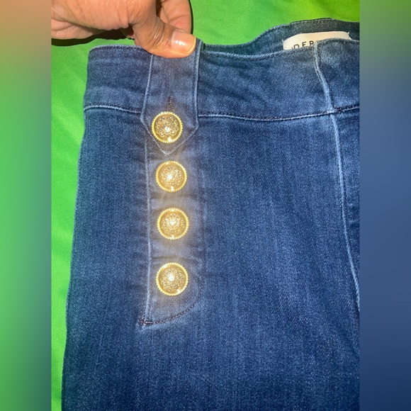 Derek Lam 10 Crosby Robertson Cropped Sailor Jeans w Gold Button Accents sz 27 - Picture 5 of 11